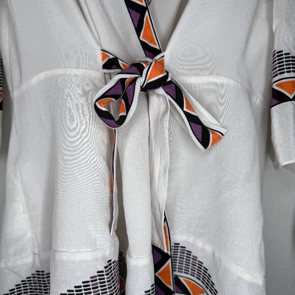 Vintage Y2K 00S BCBG White Sheer Bohemian Hippie Silk Kimono Wrap Top XS/S - Picture 4 of 10